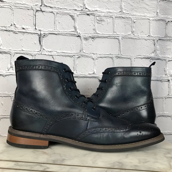 La Milano Patina Collection Mens Leather Blue Oxford Wingtip Boots Size 12 LZ181 - Picture 4 of 13